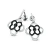 Dangling Flower Earrings With Black And White Diamonds 0.53ct 14K White Gold -Outlet Radiant Bijou Store dangling flower earrings with black and white diamonds 053ct 14k gold 1