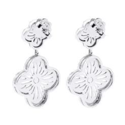 Designer 14K White Gold Diamond Flower Earrings 1.49ct -Outlet Radiant Bijou Store designer 14k gold diamond flower earrings 149ct p 6713 back white