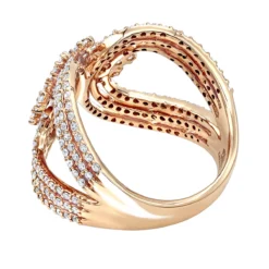 Designer 14K Rose Gold Ladies Diamond Cocktail Ring 1 Carat By Luxurman -Outlet Radiant Bijou Store designer 14k gold ladies diamond cocktail ring 1 carat by luxurman backro