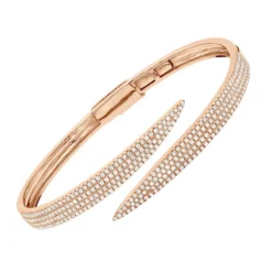 Arrow Design 2 Carat Pave Round Bangle Bracelet For Women 14K Yellow Gold -Outlet Radiant Bijou Store designer 14k gold pave diamond bangle bracelet for women arrow design 2ct 803218 ro