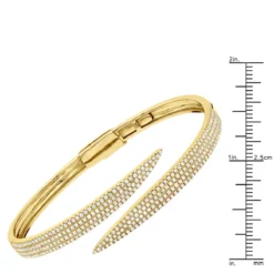 Arrow Design 2 Carat Pave Round Bangle Bracelet For Women 14K Yellow Gold -Outlet Radiant Bijou Store designer 14k gold pave diamond bangle bracelet for women arrow design 2ct 803218 rulerye