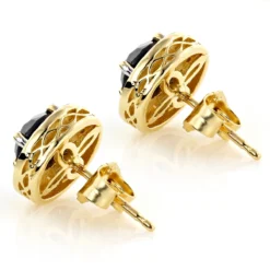 Designer 14K Yellow Gold White Black Diamond Stud Earrings 1.92ct -Outlet Radiant Bijou Store designer 14k white black diamond stud earrings 192ct p 6263 backye