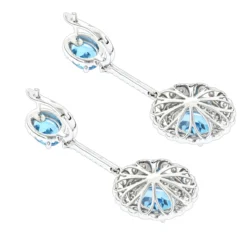 Designer Blue Topaz Diamond Earrings For Women By Luxurman 3.5ct 14K White Gold -Outlet Radiant Bijou Store designer blue topaz diamond earrings for women by luxurman 35ct 14k gold backwh