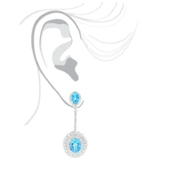 Designer Blue Topaz Diamond Earrings For Women By Luxurman 3.5ct 14K White Gold -Outlet Radiant Bijou Store designer blue topaz diamond earrings for women by luxurman 35ct 14k gold bodwh