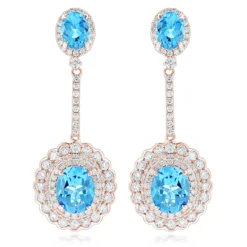 Designer Blue Topaz Diamond Earrings For Women By Luxurman 3.5ct 14K White Gold -Outlet Radiant Bijou Store designer blue topaz diamond earrings for women by luxurman 35ct 14k gold ro
