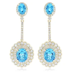 Designer Blue Topaz Diamond Earrings For Women By Luxurman 3.5ct 14K White Gold -Outlet Radiant Bijou Store designer blue topaz diamond earrings for women by luxurman 35ct 14k gold ye