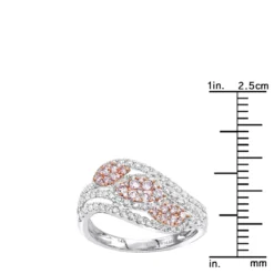 Designer 14K White Gold White Pink Diamond Leafs Cocktail Ring For Women 1c -Outlet Radiant Bijou Store designer cocktail rings 14k gold white pink diamond leafs ring for women 1c rulerwh