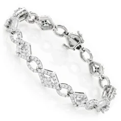 Designer Diamond Bracelet For Women 14K White Gold 4.94ct