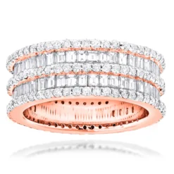 Designer 4.5 Carat Round Baguette Diamonds Eternity Band 14K White Gold -Outlet Radiant Bijou Store designer diamond eternity rings round baguette band 680ct 14k ro