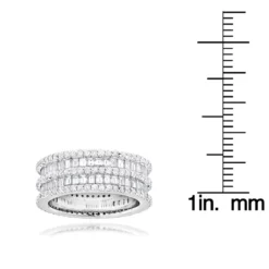 Designer 4.5 Carat Round Baguette Diamonds Eternity Band 14K White Gold -Outlet Radiant Bijou Store designer diamond eternity rings round baguette band 680ct 14k rulerwh