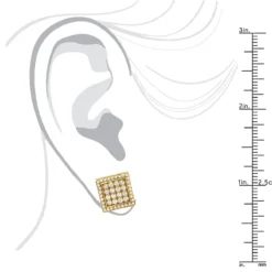 Square Diamond Stud Earrings For Men And Women 14K White Gold 1.2ct Pave Diamonds -Outlet Radiant Bijou Store designer diamond stud earrings 14k 128ct p 44650 body