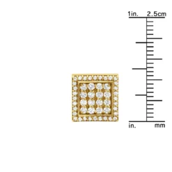 Square Diamond Stud Earrings For Men And Women 14K White Gold 1.2ct Pave Diamonds -Outlet Radiant Bijou Store designer diamond stud earrings 14k 128ct p 44650 ruler