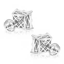 Designer Diamond Stud Earrings For Less 1.75ct 14K White Gold -Outlet Radiant Bijou Store designer diamond stud earrings for less 190ct 14k gold backwh