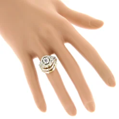 Designer Halo Diamond Engagement Ring Set 3ct 14K Yellow Gold Trigram I Ching -Outlet Radiant Bijou Store designer halo diamond engagement ring set 3ct 14k gold trigram i ching bodye