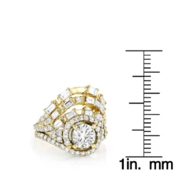 Designer Halo Diamond Engagement Ring Set 3ct 14K Yellow Gold Trigram I Ching -Outlet Radiant Bijou Store designer halo diamond engagement ring set 3ct 14k gold trigram i ching rulerye