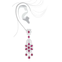 14K White Gold Designer Chandelier Ruby Diamond Earrings By Luxurman -Outlet Radiant Bijou Store designer jewelry chandelier ruby diamond earrings by luxurman 14k gold bodwh