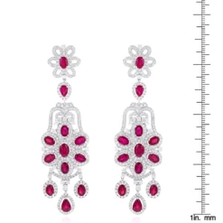 14K White Gold Designer Chandelier Ruby Diamond Earrings By Luxurman -Outlet Radiant Bijou Store designer jewelry chandelier ruby diamond earrings by luxurman 14k gold rulerwh