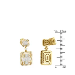 Designer Ladies Round & Baguette Diamond Drop Earrings 14K Yellow Gold 1.75ct -Outlet Radiant Bijou Store designer ladies round baguette diamond drop earrings 14k gold 175ct 803210 rulerye 20211213