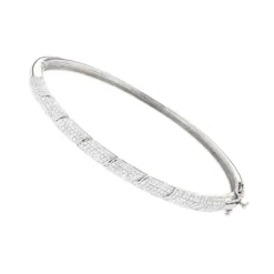 Designer Luxurman 14K White Gold Pave Diamond Bangle Bracelet For Women 1.25ct