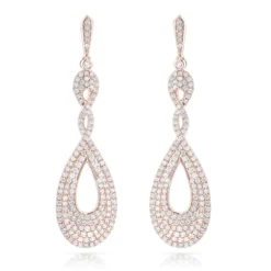 Designer Luxurman Diamond Drop Swirl Earrings For Women 3.5ct 14K White Gold -Outlet Radiant Bijou Store designer luxurman diamond drop swirl earrings for women 35ct in 14k gold ro