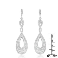 Designer Luxurman Diamond Drop Swirl Earrings For Women 3.5ct 14K White Gold -Outlet Radiant Bijou Store designer luxurman diamond drop swirl earrings for women 35ct in 14k gold rulerwh