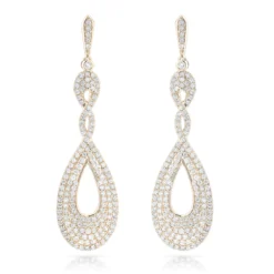 Designer Luxurman Diamond Drop Swirl Earrings For Women 3.5ct 14K White Gold -Outlet Radiant Bijou Store designer luxurman diamond drop swirl earrings for women 35ct in 14k gold ye