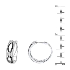 Designer White Black Diamond Hoop Earrings 0.9 Ct 14K White Gold -Outlet Radiant Bijou Store designer white black diamond hoop earrings 095ct 14k p 48283 rulerwh