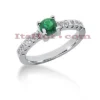 Thin Diamond And Emerald Engagement Ring 14K White Gold 0.20ctd 0.50cte -Outlet Radiant Bijou Store diamond and emerald engagement ring 14k 020ctd 050cte p 29319