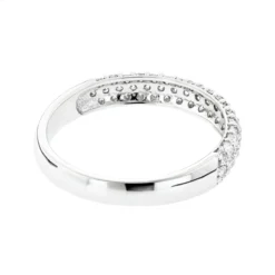 Thin 1 Carat Pave Diamond Bands 14K White Gold 3 Row Round Wedding Ring For Women -Outlet Radiant Bijou Store diamond bands 14k gold 3 row round diamond band 1ct p 6982 backwh