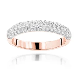 Thin 1 Carat Pave Diamond Bands 14K White Gold 3 Row Round Wedding Ring For Women -Outlet Radiant Bijou Store diamond bands 14k gold 3 row round diamond band 1ct p 6982 ro