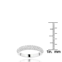 Thin 1 Carat Pave Diamond Bands 14K White Gold 3 Row Round Wedding Ring For Women -Outlet Radiant Bijou Store diamond bands 14k gold 3 row round diamond band 1ct p 6982 rulerwh