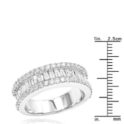Diamond Bands 14K White Gold Round Baguette Diamond Band 1.84 -Outlet Radiant Bijou Store diamond bands 14k gold round baguette diamond band 184 p 6815 rulerwh