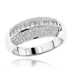 Unique Diamond Bands 18K White Gold Women's Diamond Ring 0.60ct