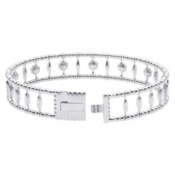 Diamond Bangle Bracelet For Women 14K Yellow Gold Flower Design 1.2Ct -Outlet Radiant Bijou Store diamond bangle bracelet for women in 14k gold flower design 12ct 018337 back white