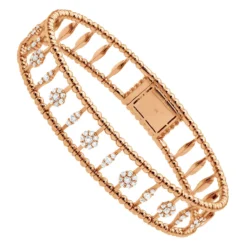 Diamond Bangle Bracelet For Women 14K Yellow Gold Flower Design 1.2Ct -Outlet Radiant Bijou Store diamond bangle bracelet for women in 14k gold flower design 12ct 018337 rose