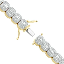 Diamond Bracelet For Women 14K Yellow Gold 8Ct Round And Baguette Diamonds -Outlet Radiant Bijou Store diamond bracelet for women 14k gold 8ct round and baguette diamonds 804076 backye