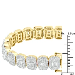 Diamond Bracelet For Women 14K Yellow Gold 8Ct Round And Baguette Diamonds -Outlet Radiant Bijou Store diamond bracelet for women 14k gold 8ct round and baguette diamonds 804076 rulerye