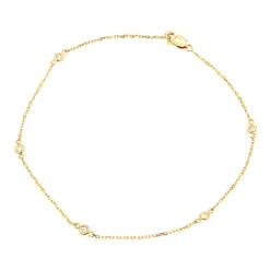 Diamond By The Yard Solid 14K Gold Anklet Bracelet With Diamonds By Luxurman