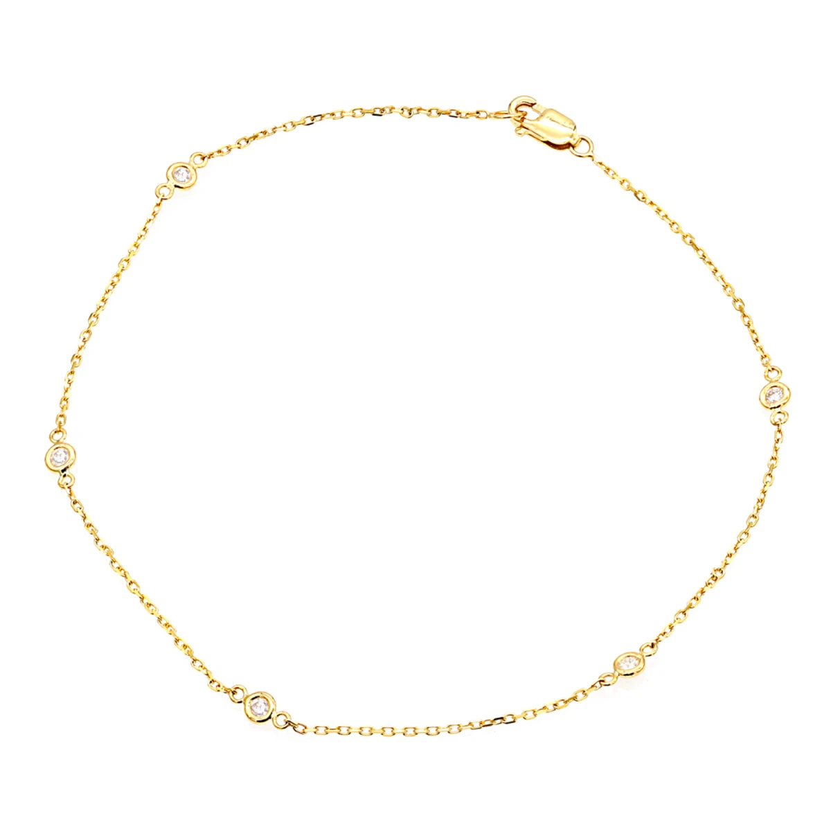 Diamond By The Yard Solid 14K Gold Anklet Bracelet With Diamonds By Luxurman 3 Diamond By The Yard Solid 14K Gold Anklet Bracelet With Diamonds By Luxurman