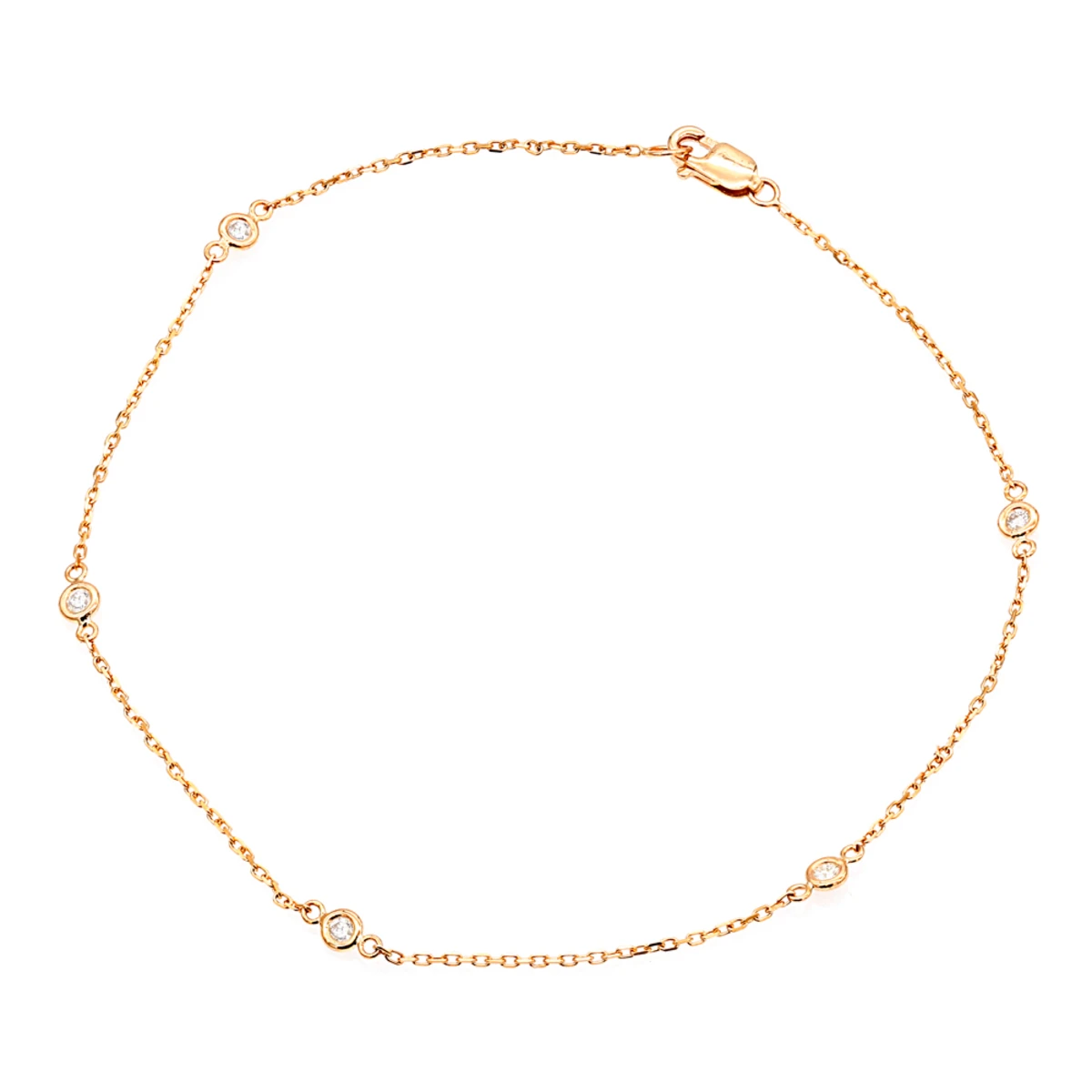Diamond By The Yard Solid 14K Gold Anklet Bracelet With Diamonds By Luxurman 5 Diamond By The Yard Solid 14K Gold Anklet Bracelet With Diamonds By Luxurman - Image 3