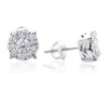 Diamond Cluster Stud Earrings 14K White Gold 1.38ct -Outlet Radiant Bijou Store diamond cluster earrings 14k 138ct studs 1