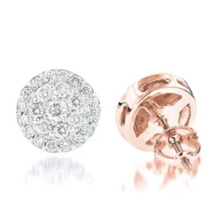 Diamond Cluster Earrings Studs 14K White Gold 1.75ct -Outlet Radiant Bijou Store diamond cluster earrings studs 14k gold 175ct ro