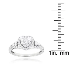 Heart Shaped Diamod Engagement Ring 14K White Gold 1 Carat Cluster Diamonds -Outlet Radiant Bijou Store diamond cluster heart engagement ring in 14k gold 1ct g h vs si diamonds rulerwh