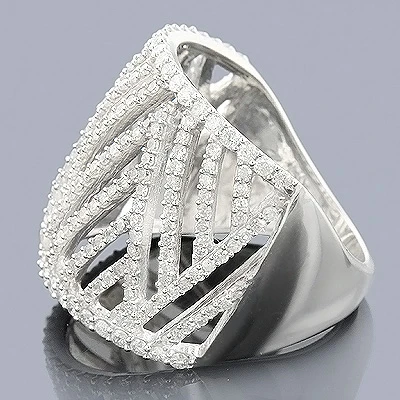 Diamond Cocktail Ring For Women 14K White Gold 1.25 Carats 4 Diamond Cocktail Ring For Women 14K White Gold 1.25 Carats - Image 2