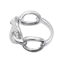 Luxurman 14K Yellow Gold Cuban Link Chain Design Ladies Diamond Cocktail Ring 0.6ct -Outlet Radiant Bijou Store diamond cocktail ring for women in 14k gold cuban link chain design 06ct 803214 backwh 20211214