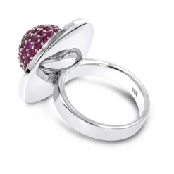 14K White Gold Diamond & Pink Sapphire Cocktail Ring For Women 3.25 -Outlet Radiant Bijou Store diamond fashion rings pink sapphire cocktail ring 325 p 6814 backwh