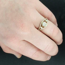 Diamond Flower Engagement Ring 14K Yellow Gold 0.67ct -Outlet Radiant Bijou Store diamond flower engagement ring 14k 067ct p 44654bod