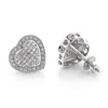 Diamond Heart Earrings Studs: 10K White Gold Pave Diamonds 0.5ct -Outlet Radiant Bijou Store diamond heart earrings studs 10k gold pave diamonds 05ct 1