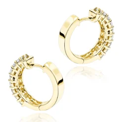 Diamond Hoop Earrings 14K Yellow Gold 1.73ct 11 Diamond Hoop Earrings 14K Yellow Gold 1.73ct -Outlet Radiant Bijou Store diamond hoop earrings 14k 173ct p 40482 backye