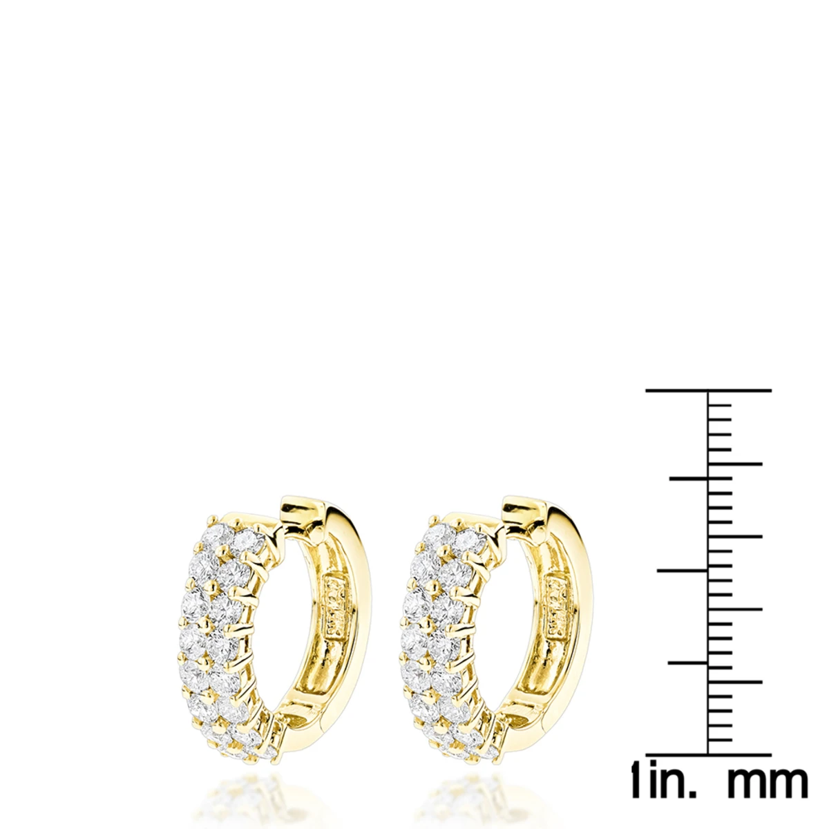 Diamond Hoop Earrings 14K Yellow Gold 1.73ct 8 Diamond Hoop Earrings 14K Yellow Gold 1.73ct - Image 6